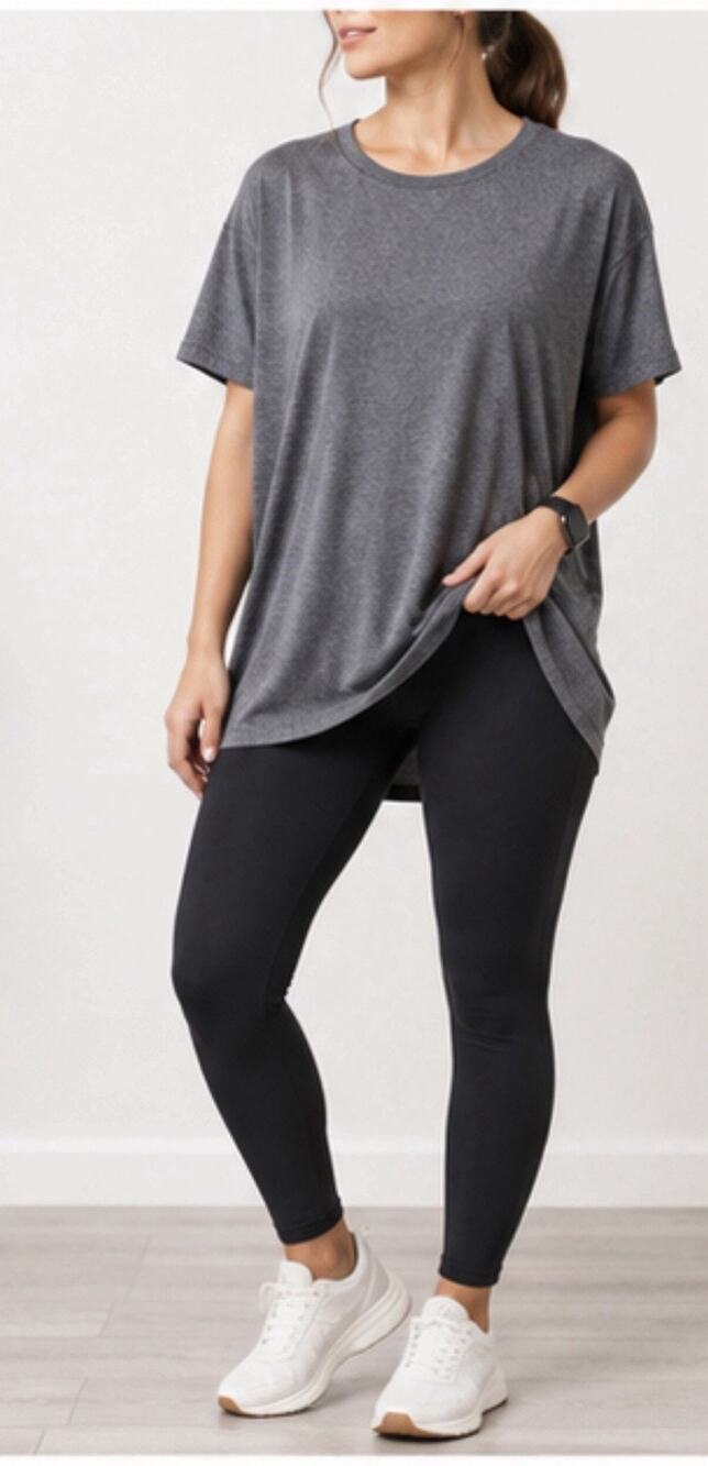 F&F Active Womens Oversized Athletic T Shirt Gray Short Sleeve Workout Top 2XL